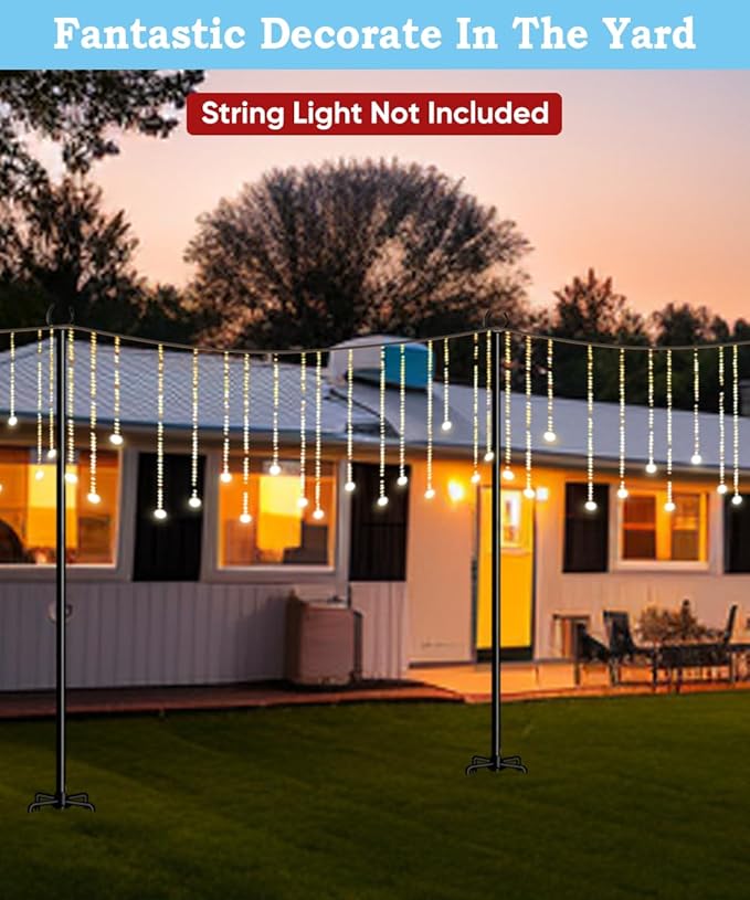 10FT String Light Pole Stand | Outdoor String Lights Hanging, Use for Backyard, Garden, Patio, Party, Festival | Lumora