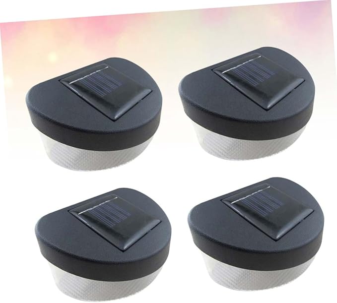 4pcs Solar Fence Lights Led Wall Lamps for Outdoor Garden Black Shell White Light for Pathway Garage and Porch Decoration