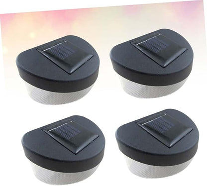 4pcs Solar Fence Lights Led Wall Lamps for Outdoor Garden Black Shell White Light for Pathway Garage and Porch Decoration
