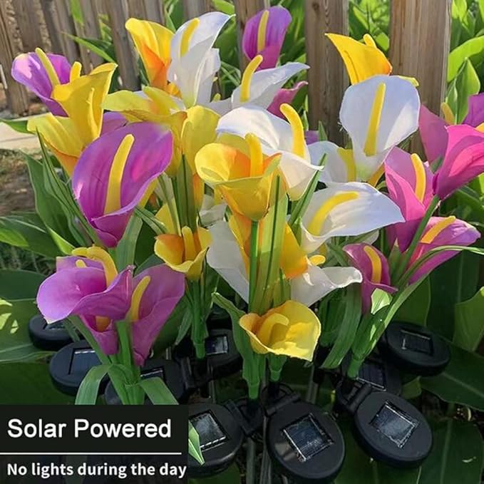 Aolyty Solar Garden Lights Outdoor Decor, Multi-Color Changing LED Solar Calla Lily Flower IP65 Waterpoof Landscape Lghting for Lawn Garden Yard Pathway Decoration (Blue, 2 Pack)