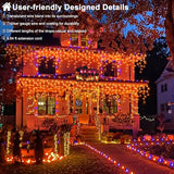 Orange Lights for Halloween, 33ft 400 LED Icicle Lights for Outside Indoor Twinkle Lights with Connectable Clear Wire 8 Modes Timer Waterproof for House Party Tree Holiday Yard Decorations
