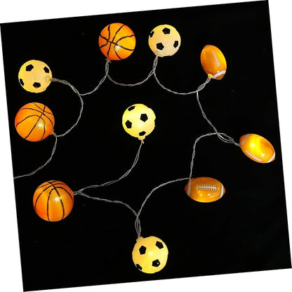 PRETYZOOM LED Sports Ball String Lights Decorative Light String for Home Patio Wedding for Sports Themed Atmosphere Battery Operated with Balls