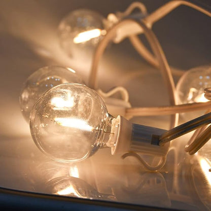 Outdoor LED String Lights 50ft - G40 Edison Bulbs with Clear Plastic Globes, Dimmable Waterproof Commercial Grade Fairy Lights for Wedding/Backyard/Cafe, Indoor Outdoor Party Decoration (Warm White)