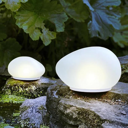 5 STAR SUPER DEALS Solar Rock Pathway LED Lights - Waterproof Cobblestone Shape Garden, Stair Yard Decor - Cool White Pave Stone Markers - Durable and Energy Efficient (Tropical, 1, Count)