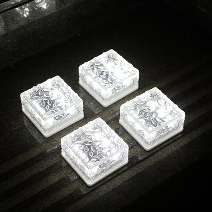 Wokyo Solar Brick Lights Outdoor Waterproof LED Rock Lights Patio Brick Lights 4 Packs for Patio, Yard, Walkway, Pathway Decor 4x4 inch (Cold White, Large)