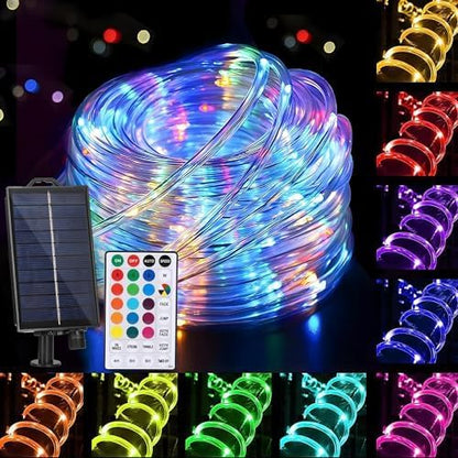 XEWEA Solar Rope Lights Outdoor,16Colors 66LED 39Ft String Light with 20Modes Remote, Solar Powered Rope Tube Lights for Garden Fence Paito Yard Christmas Decoration