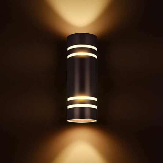 Outdoor Wall Lights Exterior, Modern Outside Sconce Wall Lighting, Exterior Light Fixture Wall Mount Oil Bronze Cylinder, Up Down Outdoor Lights for Garage, House, Porch 1 Pack