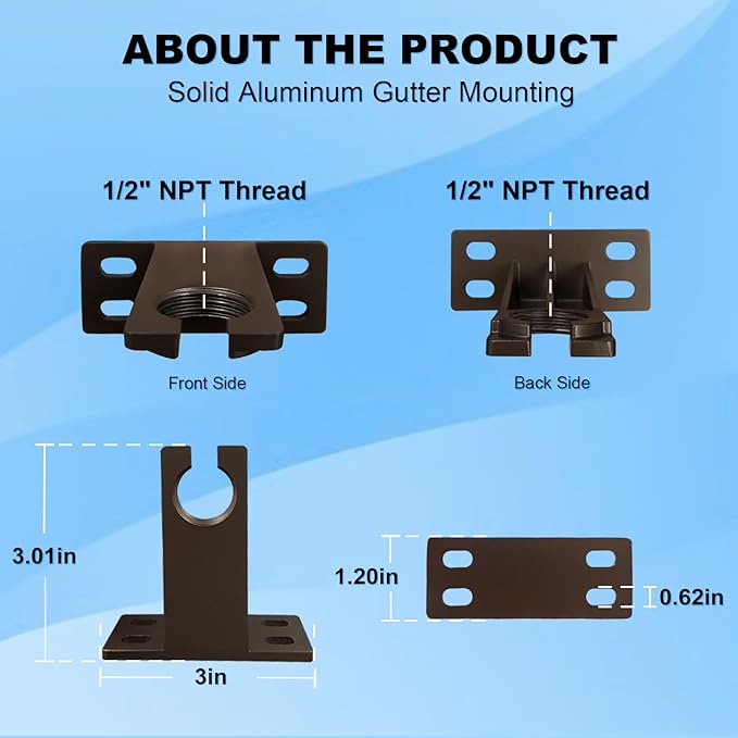 Landscape Lighting Gutter Brackets, Mounting Bracket Base Plate for Spotlights Spot Flood Lights, Outdoor Landscape Lighting Mounting Accessories, Die-Cast Aluminum, Bronze, Pack of 6