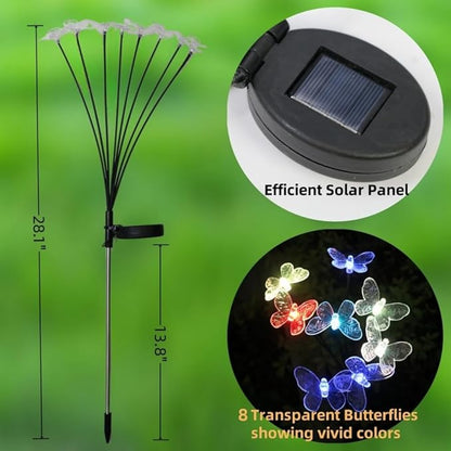 Solar Garden Lights Outdoor Waterproof 4 Pack 32 LED Decorative Color Changing Swaying Butterfly Lights Garden Decor Stakes for Outside Yard Pathway Lawn Grave Decor