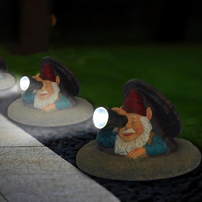Solar Garden Gnomes Statue - Funny Dwarf Statue Hiding Under a Manhole Cover, Solar Outdoor Garden Decor for Yard, Lawn, Patio - Gnomes Figurine Ideal for Garden Lovers & Holiday Giving