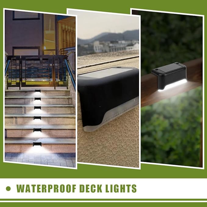 Solar Garden Fence Lights 5pcs Waterproof LED Deck Stair Step Lights for Outdoor Patio Yard Pathway Black Shell | Lumora