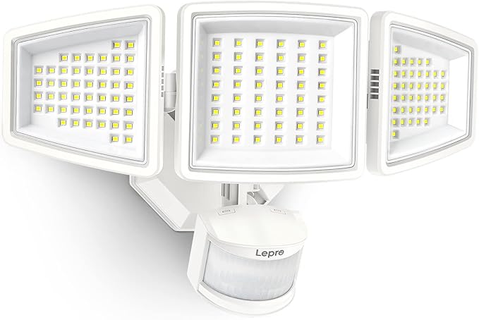 Lepro Bundle - White LED Security Light 3 Adjustable Heads & 50 ft Outdoor String Lights 25 LED G40 Edison Bulbs String Lights