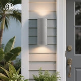 mirrea 14" Modern Outdoor Porch Light Patio Light in 2 Lights with Aluminum Cylinder and Tempered Glass Cover | Lumora