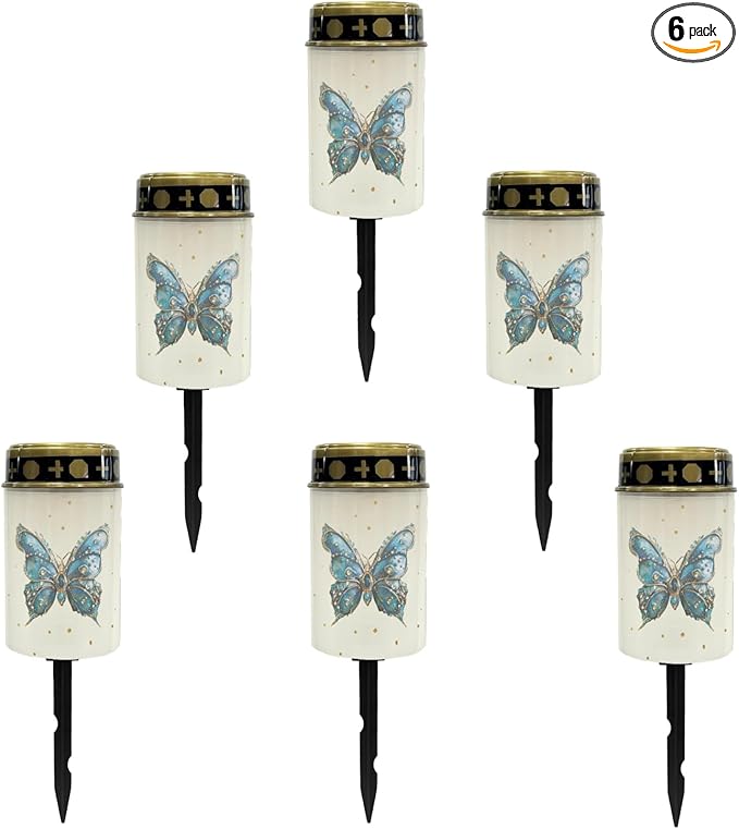 Blue Butterfly Solar Outdoor Lights Solar Stake Lights Waterproof Landscape Lighting,Solar Garden Lights Decoration for Yard Patio Pathway Driveway Fairy Lights