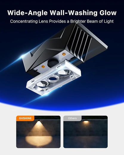8 Pack Bright Solar Fence Lights Outdoor for Deck, Railing, Stair, Retaining Wall, Waterproof Led Accent Lamp Ambient Lighting with Spot Len for Patio, House, Pool Cage, Garden, Yard (Warm White)