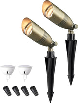 EDISHINE Solid Brass Outdoor Landscape Spotlights, 3CCT MR16 Bulb Included, 12V LED Low Voltage Landscape Lighting | Lumora