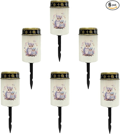 Purple Owl Solar Stake Lights Waterproof Outdoor Garden Lights Flameless Lights Solar-Powered Fairy Lights for Outside,Solar Pathway Lights for Yard Patio Driveway Walkway Lights