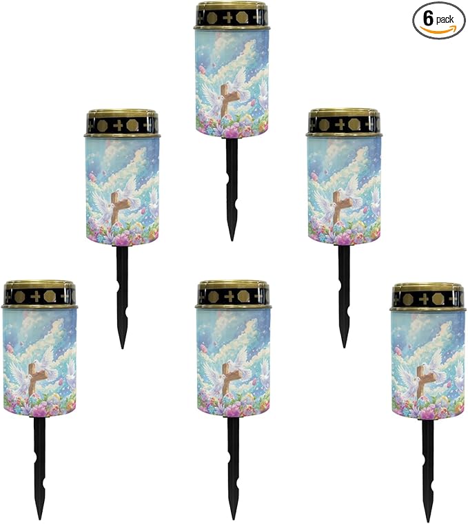 Outdoor Solar Garden Stake Lights,Easter Eggs Cross Peace Dove LED Warm White Lantern Solar Pathway Lights Landscape Lighting for Yard Patio Solar Walkway Lights for Outside Stoplight