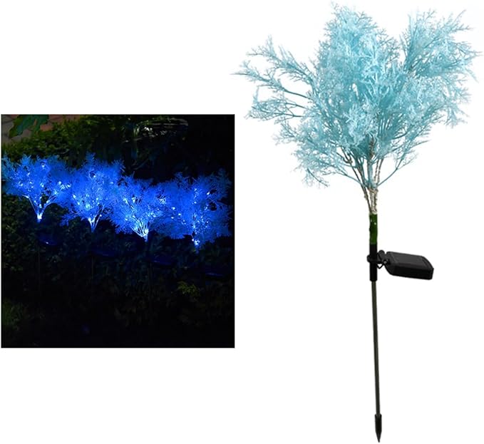 Solar Garden Stake Light Blue Rime Shape LED Landscape Lamp Solar-Powered Outdoor Lawn Path Lighting for Garden and Yard Decoration