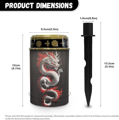 Dragon Print Solar for Cemetery Grave Memorial Stake Solar Lights Waterproof Outdoor Garden Stake Solar Cemetery Cross for Grave Yard Decorations
