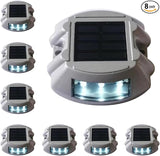Waterproof LED Solar Deck Lights, 8 Pack Warning Step Lights Durable Driveway Dock Lights, Solar Driveway Marker | Lumora