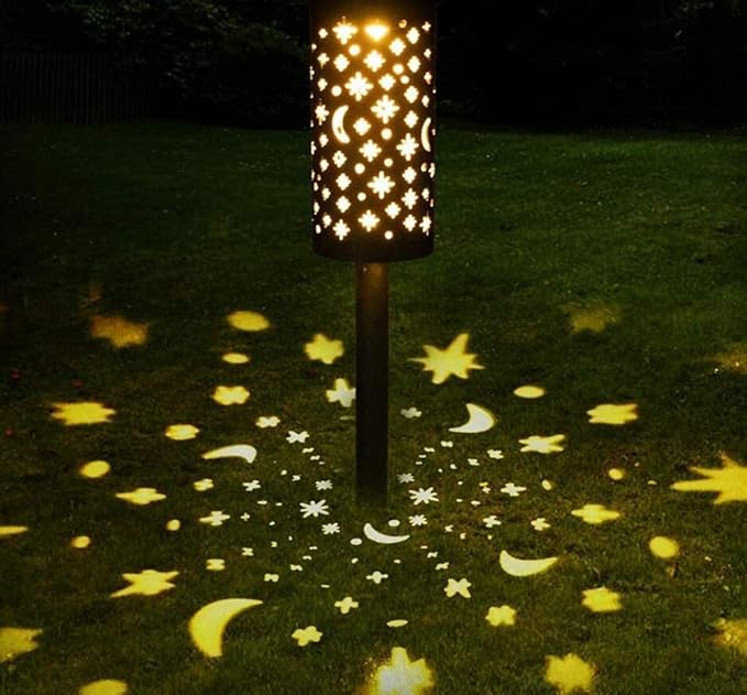 Solar Garden Light Outdoor Decorative Moon Star Solar Powered Landscape Lights Waterproof Hanging Path Light for Yard Driveway Lawn Walkway Patio Pathway,Warm White,2 Pack