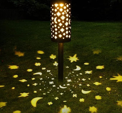 Solar Garden Light Outdoor Decorative Moon Star Solar Powered Landscape Lights Waterproof Hanging Path Light for Yard Driveway Lawn Walkway Patio Pathway,Warm White,2 Pack