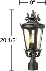 John Timberland Casa Marseille Vintage Outdoor Post Light Fixture Veranda Bronze 20 1/2" Champagne Hammered Glass | Lumora
