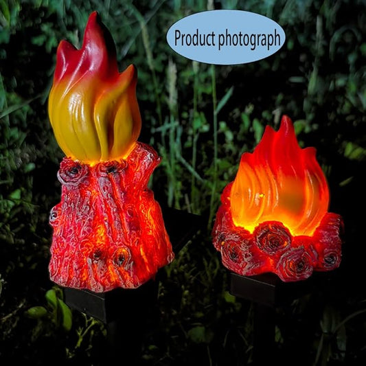 Solar Lights Outdoor，Flame-Shaped Waterproof Auto On/Off Solar Christmas Lights for Balcony, Terrace, Lawn, Courtyard, Garden, Beach. (Short)