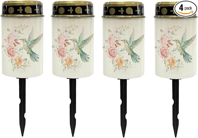 Hummingbirds Rose Solar Outdoor Lights Solar Garden Stake Lights Waterproof Pathway Lights Flameless Landscape Lighting Walkway Lights Solar Powered Light Wall Light Auto On/Off