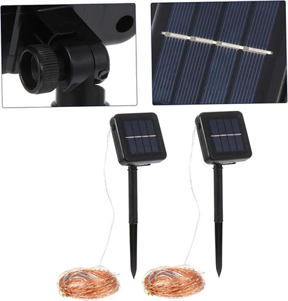 Veemoon 2sets Garden Solar String Lights Led Wire Decor for Outdoor Patio and Balcony Lights Functions Solar Powered for Effortless Decoration