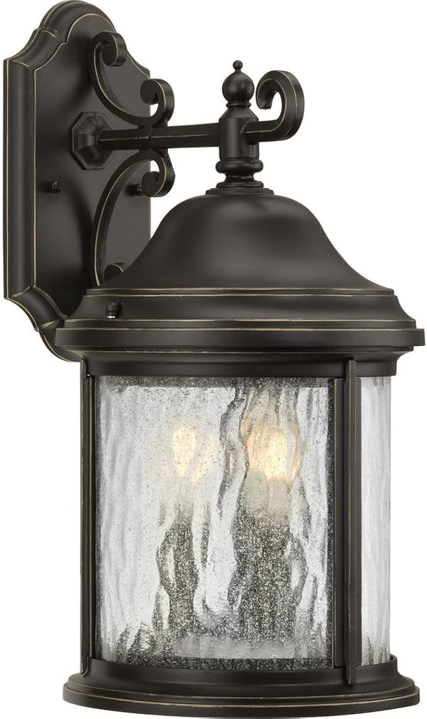 Progress Lighting Ashmore Collection 3-Light Water Seeded Glass New Traditional Outdoor Medium Wall Lantern Light | Lumora