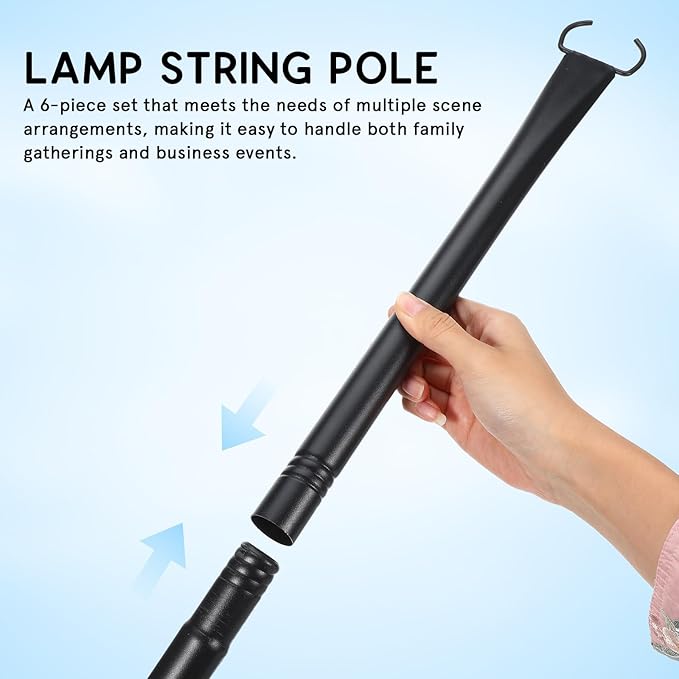 Operitacx 6 Pack Adjustable Outdoor String Light Poles with Heavy Duty Metal Stakes for Patio Garden Lawn Backyard | Lumora