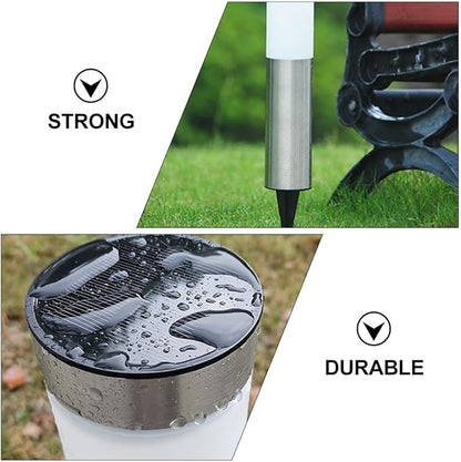 BESPORTBLE Solar LED Landscape Path Light Outdoor Waterproof Solar Lawn Yard Light Silver Cylinder for Garden