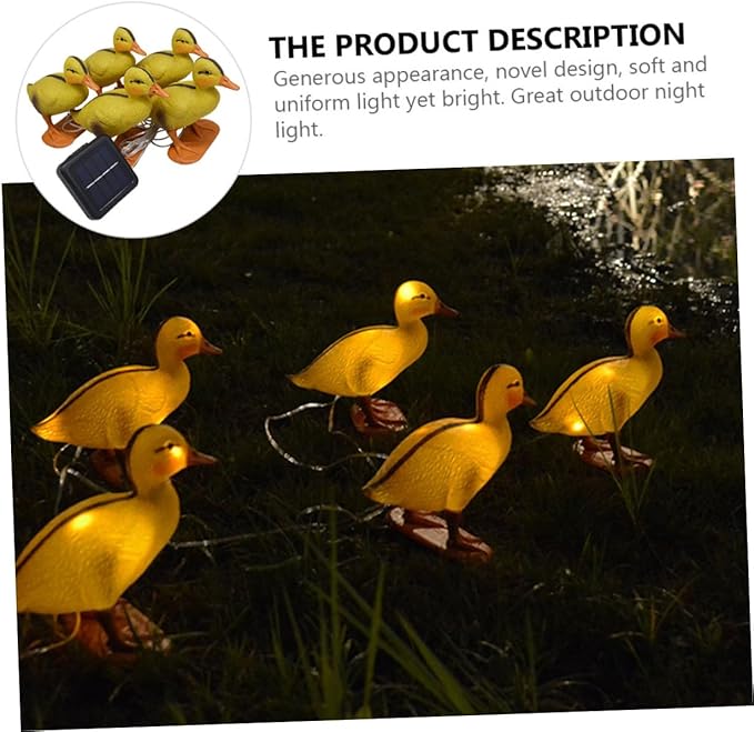 Solar Lawn Lamp 5pcs Yellow Duck LED Landscape Lights Outdoor Garden Solar Pathway Lights Waterproof Decorative Yard Lighting for Patio
