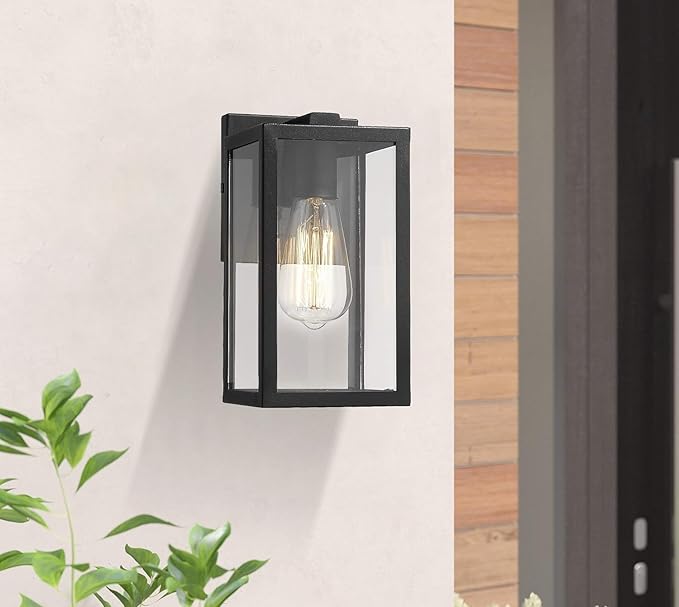 Bestshared Exterior Wall Light, Outdoor Wall Mount Lighting, 1-Light Outdoor Wall Sconce, Wall Lantern Fixture (Black, 3 Pack)