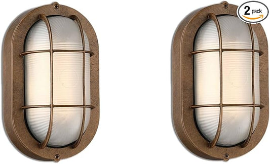WISBEAM 2 Pack LED Bulkhead Light Bronze, Outdoor LED Wall Light for House, Dimmable, 6W Replace 60W, 450 Lumen 3000K Daylight White 80CRI, Waterproof, ETL Rated