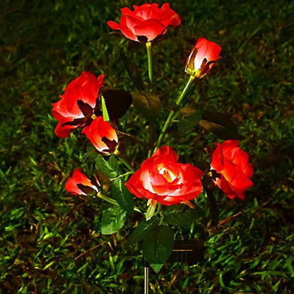 Aolyty Solar Garden Lights Outdoor, Solar Powered Stake Flower Light, IP65 Waterproof Solar Decorative Rose Flowers Lights for Patio Pathway Yard Lawn Decor (Pink, 7 Rose)
