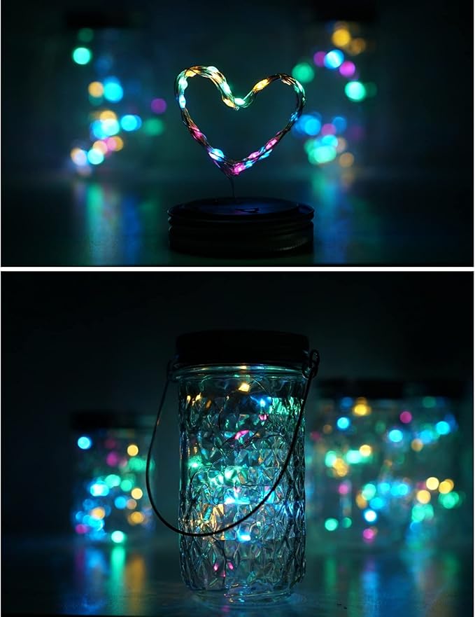 Decorman Solar Mason Jar Lights, 8 Pack Waterproof Fairy Star Firefly Lids String Lights with 8 Hangers for Patio | Lumora