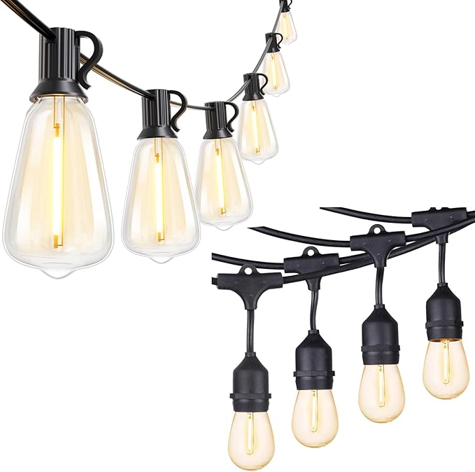Svater Outdoor String Lights 350FT, Shatterpoof Bulbs, 1 Watt Dimmable 2700K Warm White, Waterproof Commercial Grade Patio Lights（3 Pack X 50FT）