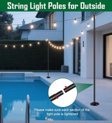 10ft String Light Poles for Hard Surfaces, Light Poles for Outdoor String Light, Perfect for Garden, Backyard, and | Lumora