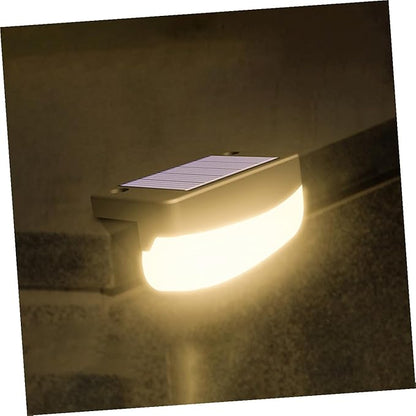 PartyKindom 2pcs Solar Stair Lamps for Outdoor Decks and Garden High-Efficiency Solar Panels LED Step Lights for Patio Fence Pathway Porch and Handrail
