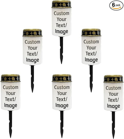 Custom Your Text/Image Solar Pathway Lights Outdoor Solar Lights Waterproof Garden Stake Lights LED Solar Lantern Landscape Lighting for Yard Patio Flameless Spotlight,Warm White