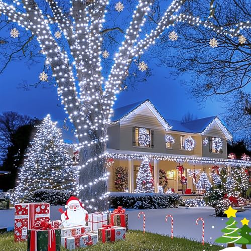 JMEXSUSS 200 LED White Christmas Lights Outdoor, 66ft String Lights Plug in
