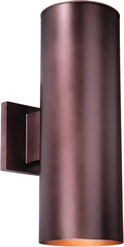 VAXCEL Chiasso Modern Outdoor Porch Light, 5" W x 14.25" H 2-Light Bronze Cylinder Wall Sconce, Waterproof Up and Down Wall Light for Porch, Patio, Deck, or Front Door
