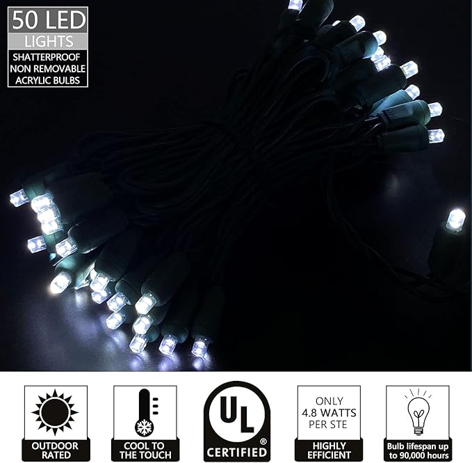 50 Count Wide Angle 5MM Mini LED Christmas Lights,White Led String Lights for Outdoor and Indoor Christmas Trees | Lumora