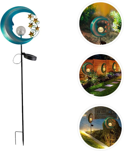 Housoutil Moon Shape Solar Garden Lights Waterproof Outdoor LED Lawn Path Landscape Lighting for Backyard Yard Patio Decor