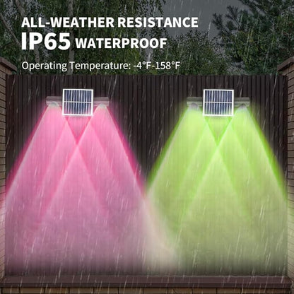 Solar Fence Lights Outdoor 8-Pack, 3000/4000/6000K & 8 RGB Colors, IP65 Waterproof LED Fence Lights Solar Powered, 100 Lumens Outdoor Light for Yard, Patio, Deck, Wall, Stair, Step, Railing (2PK-WR)
