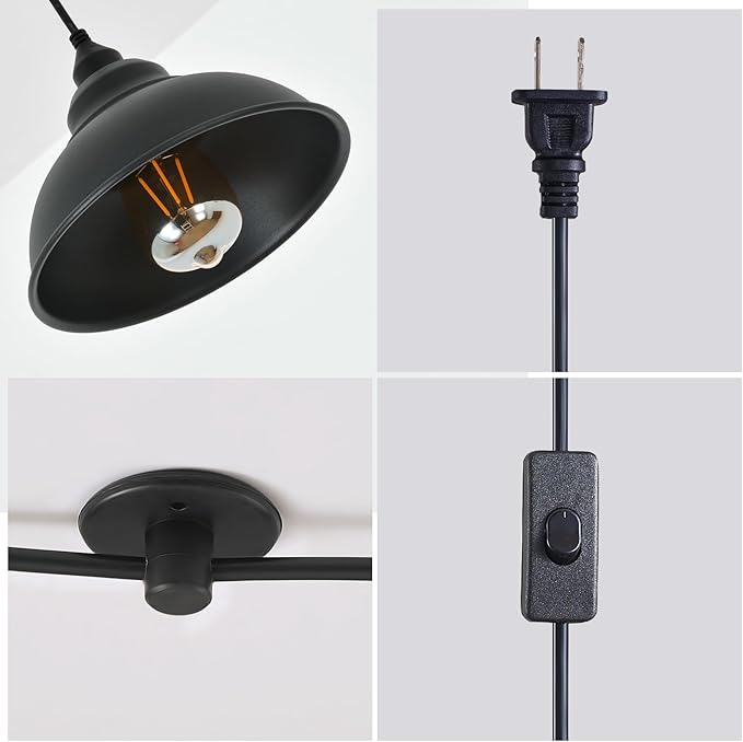 Plug in Pendant Light Fixtures Hanging Lamp Shades Hanging Light with Plug in Cord Black Light Corner Hanging Lamp | Lumora