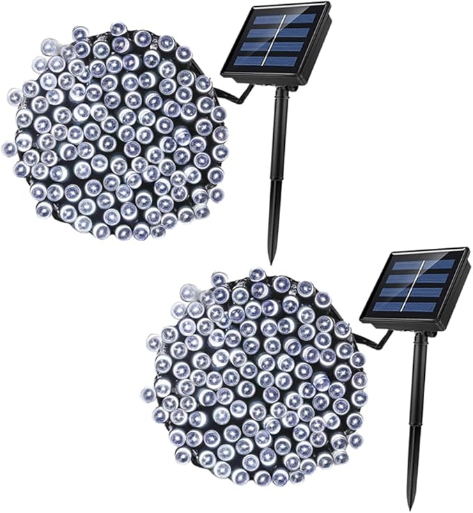 Veemoon 2 Sets 10M Waterproof Solar Powered LED String Lights 100 LED Fairy Lights for Outdoor Garden Decor for Christmas Patios Trees and Parties